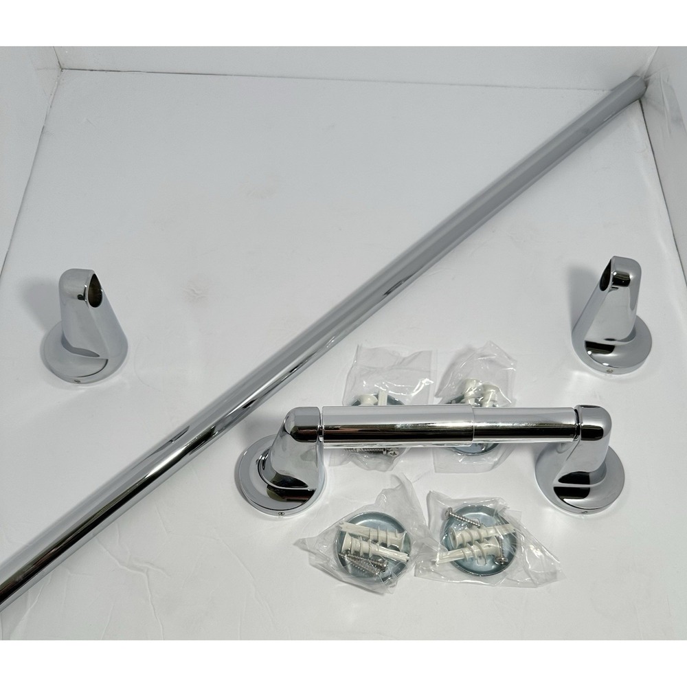 Portman Delaney Hardware 400 Series 30" Towel Bar & Toilet Paper Holder Set Chro